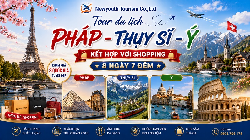 Tour du lịch Pháp - Thụy Sĩ - Ý kết hợp với shopping