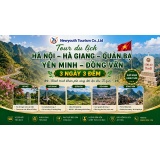 Tour du lịch Hà Nội – Hà Giang – Quản Bạ – Yên Minh – Đồng Văn là hành trình chinh phục vẻ đẹp hoang sơ và hùng vĩ bậc nhất của vùng cực Bắc Tổ quốc. Từ Hà Nội, du khách bắt đầu chuyến đi đầy hứng khởi để đến với Hà Giang – nơi được mệnh danh là “thiên đư