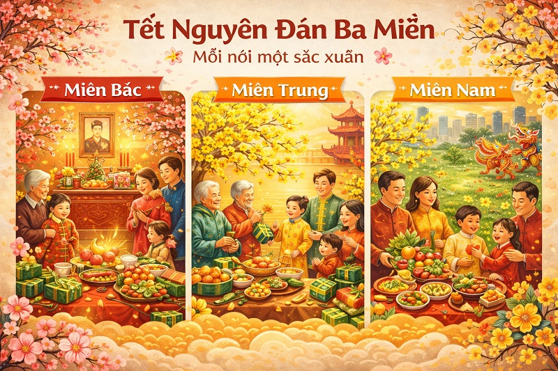 Khám phá nét đẹp tết cổ truyền 3 miền Bắc, Trung, Nam