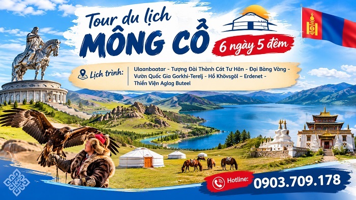 Tour du lịch Mông Cổ 6N5Đ: Ulaanbaatar - Tượng Đài Thành Cát Tư Hãn - Đại Bàng Vàng - Vườn Quốc Gia Gorkhi-Terelj - Hồ Khövsgöl – Erdenet -  Thiền Viện Aglag Buteel 