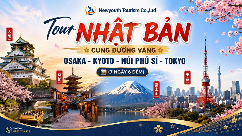 Tour Nhật Bản: Cung đường vàng Osaka – Kyoto – Núi Phú Sĩ – Tokyo (7 ngày 6 đêm)