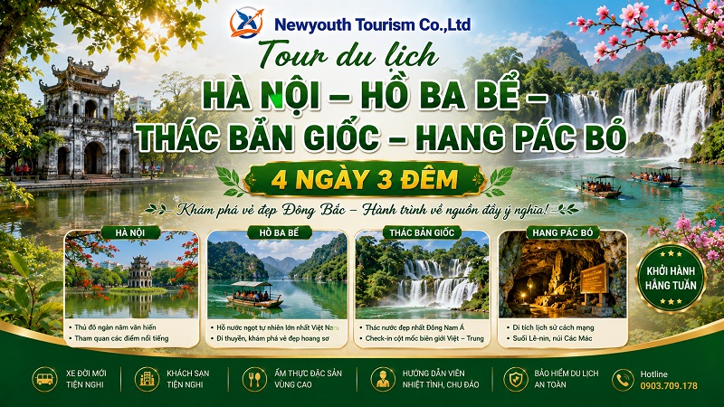 Tour du lịch Hà Nội – Hồ Ba Bể - Thác bản Giốc – hang Pác Bó