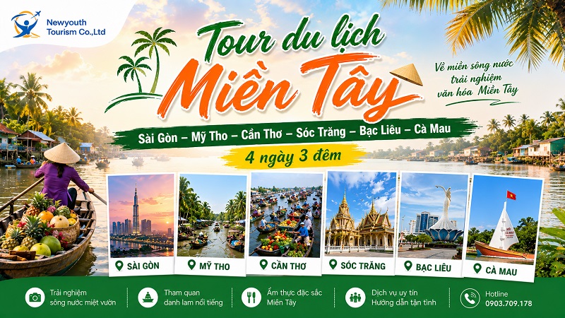 Tour du lịch Miền Tây: Sài Gòn – Mỹ Tho – Cần Thơ - Sóc Trăng – Bạc Liêu – Cà Mau