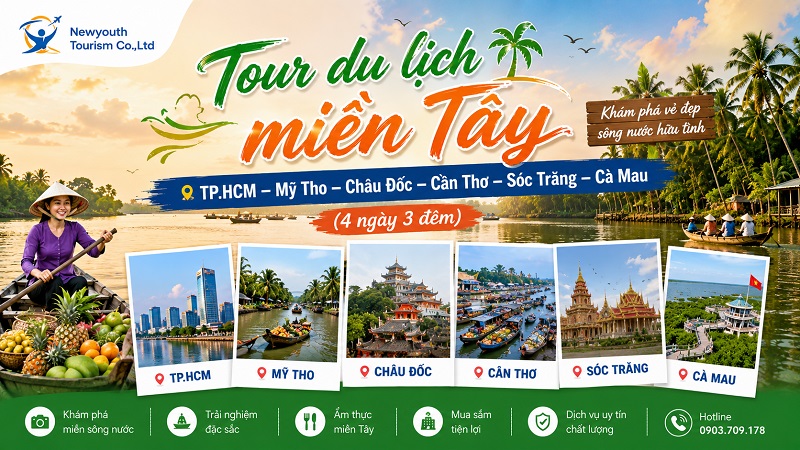 Tour du lịch miền Tây: TP.HCM – Mỹ Tho – Châu Đốc – Cần Thơ – Sóc Trăng – Cà Mau