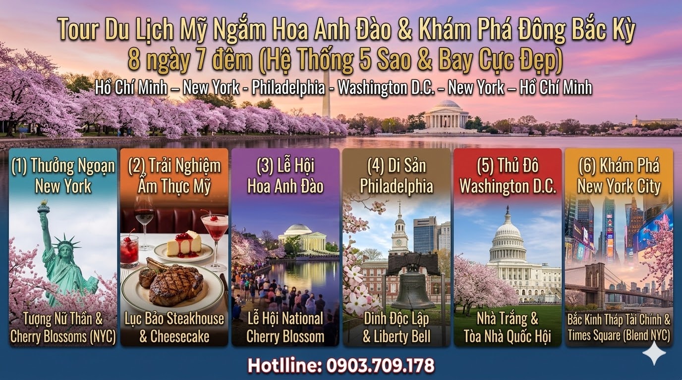 Tour du lịch Mỹ ngắm hoa anh đảo 8 ngày 7 đêm