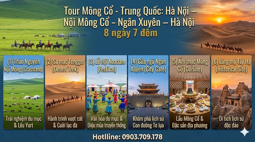 Tour Mông Cổ - Trung Quốc: Hà Nội – Nội Mông Cổ - Ngân Xuyên – Hà Nội 8 ngày 7 đêm